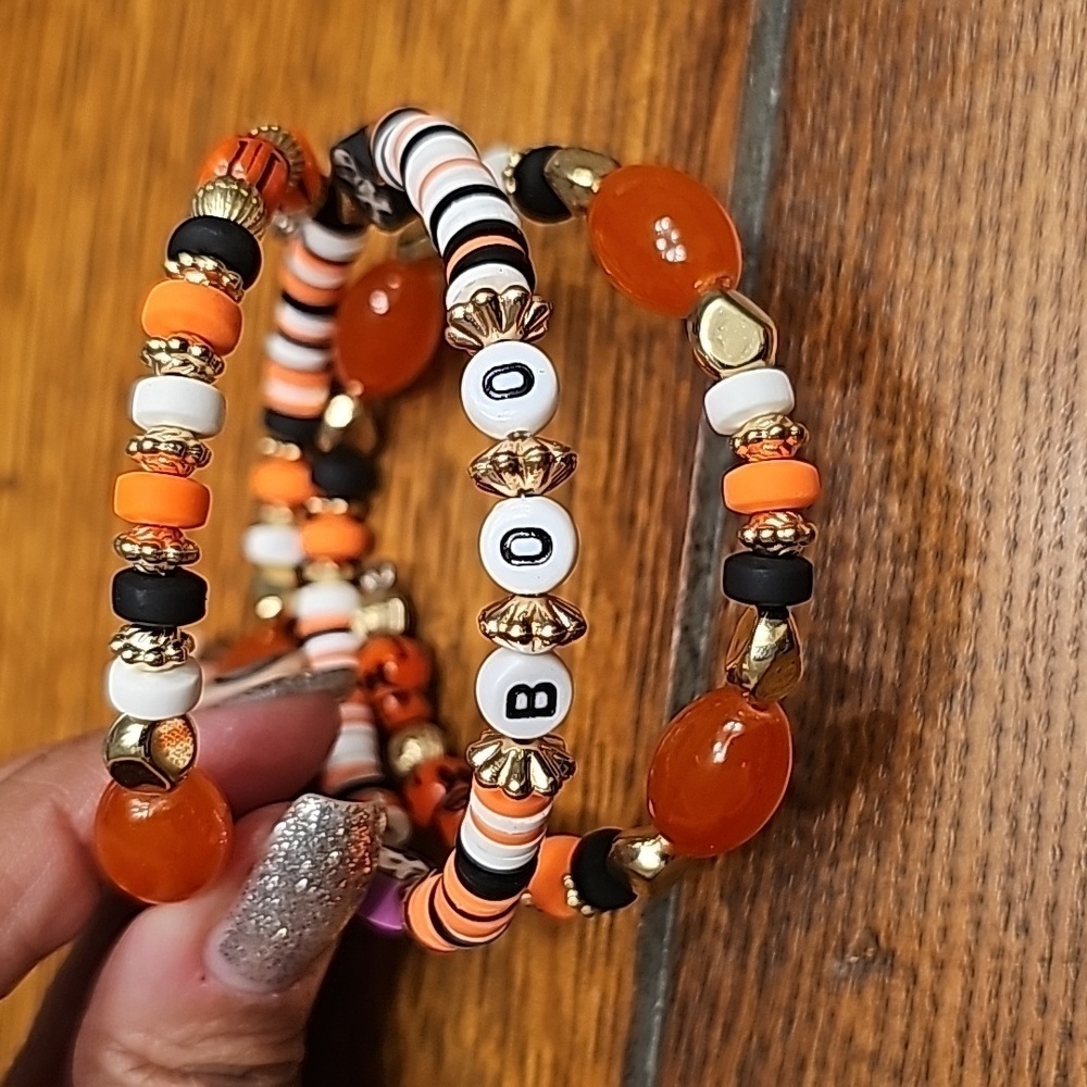 3 layer "boo" halloween bracelet